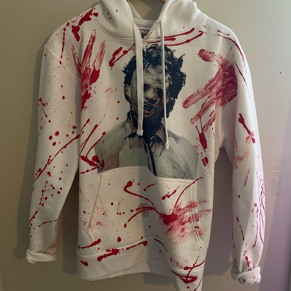 FAKE blood splatter creepy hoodie